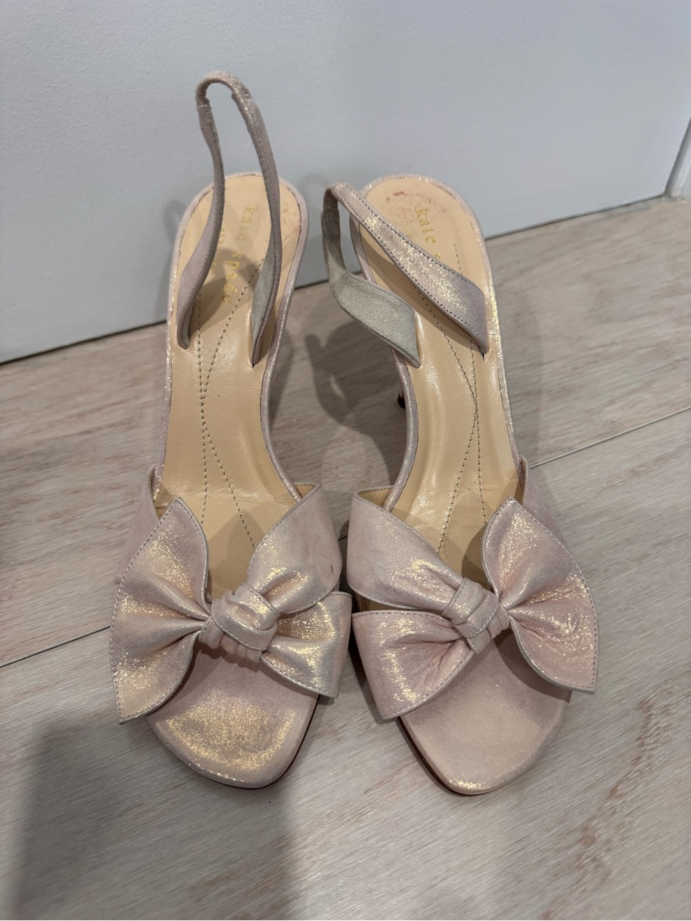 kate spade Shimmery Blush Bow Slingback Heels